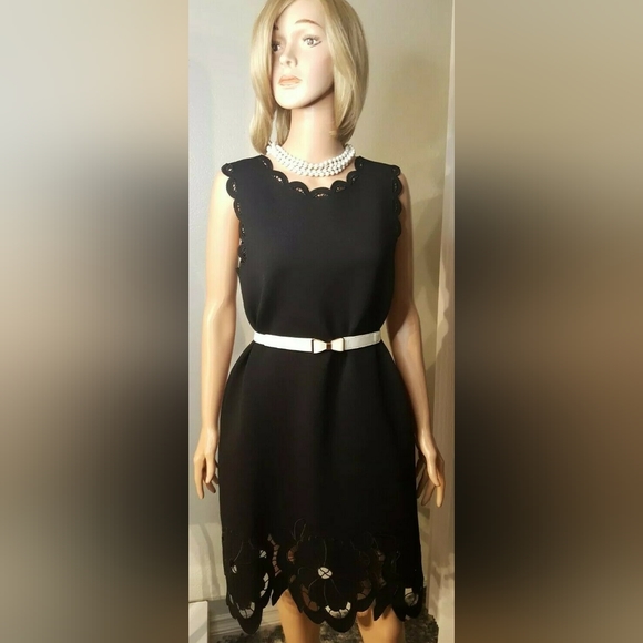 ♧$3,790 OSCAR DE LA RENTA NEW 2020 BLACK FLOWER CUT OUT KNIT DRESS US M L - Picture 5 of 14